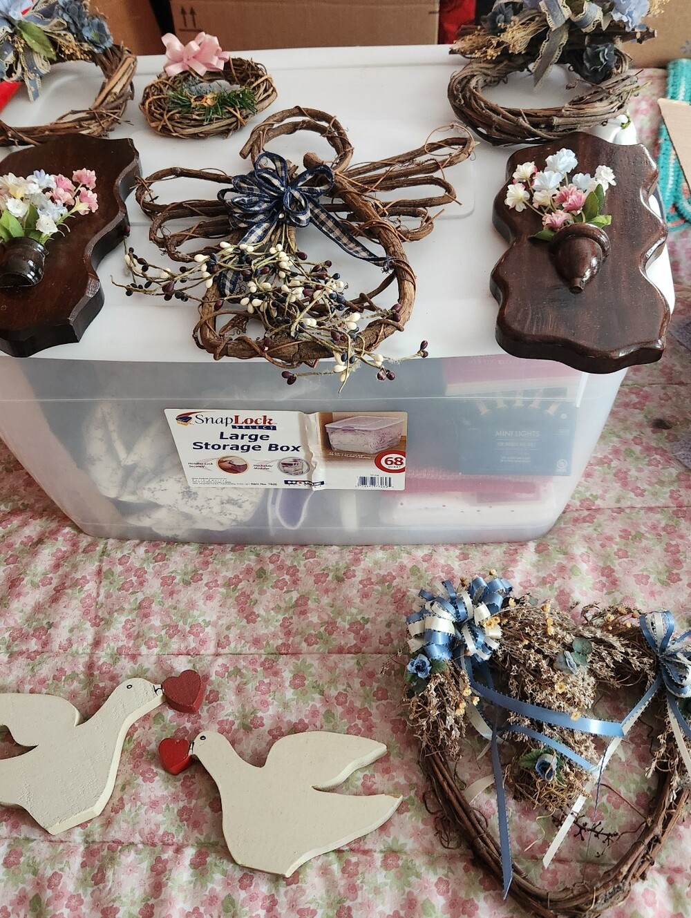 Handmade Twig Wreaths with Floral Bow Accents, Angel, Heart, 2 Wooden Duck Etc